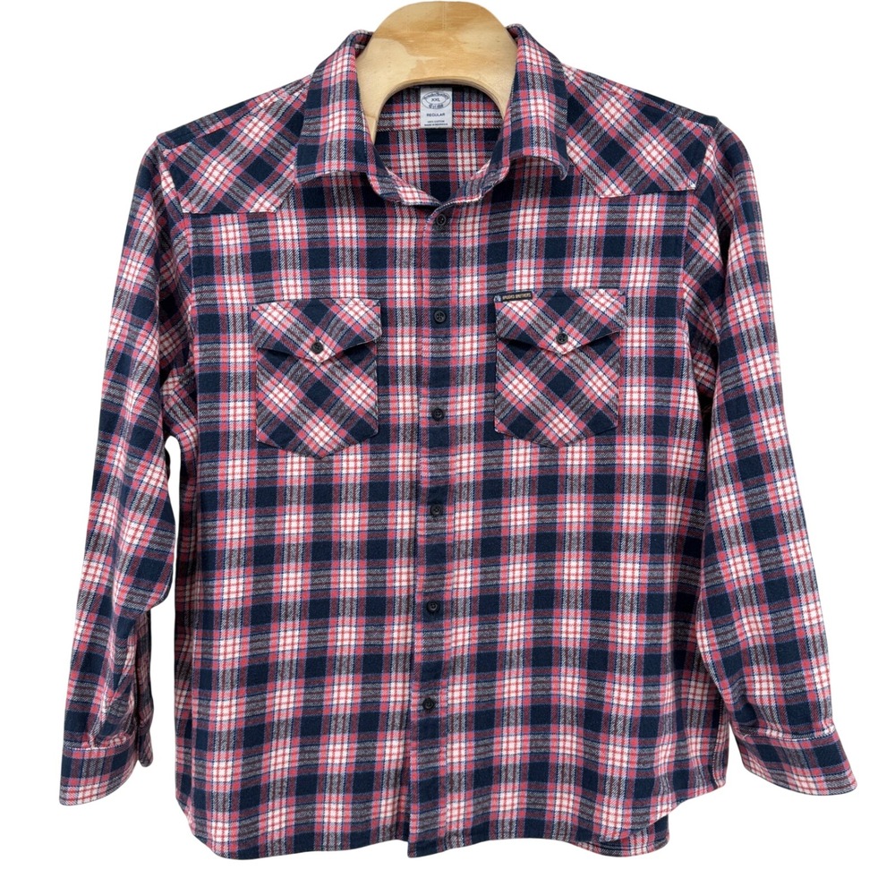 Brooks Brothers Shirt Mens XXL Red Plaid Regular Fit Heavy Flannel Western